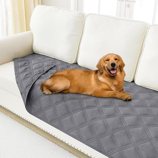 Smiry Waterproof Dog Bed Cover Blanket 40x80, Soft Reversible Pet Blanket, Washable Leakproof Cats Dogs Couch Cover for Sofa, Couch, Furniture, Lattice, Grey/Grey