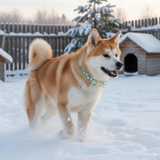 Christmas Dog Collar竊똕oft Cotton Dog Collars for Medium Dogs, Dog Christmas Collar with Santa for Small Medium Large Dogs, Adjustable Green Collars Perfect for Girl or Boy Dog Collars-M