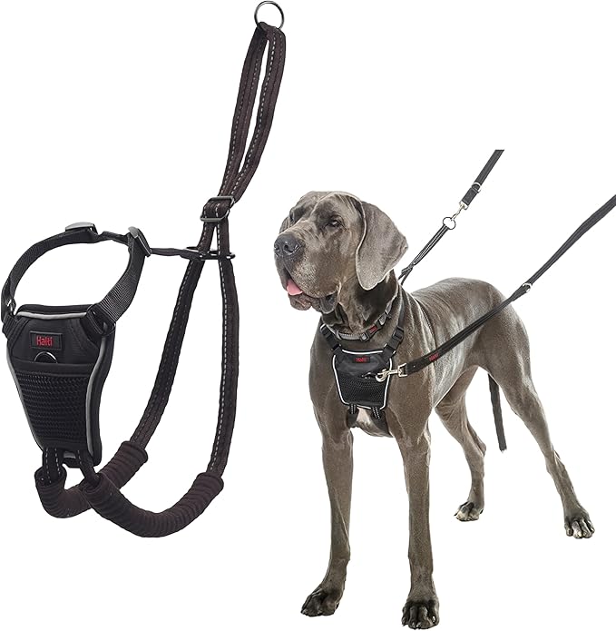 Halti No Pull Harness - Stop Your Dog Pulling on The Leash. Adjustable, Lightweight and Easy to Use. Reflective Dog Training Harness for Large Dogs (Size L, Black)