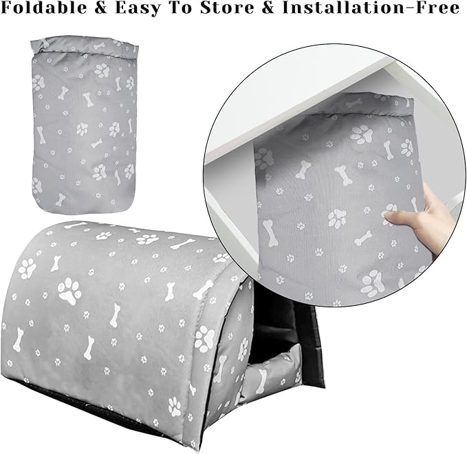 Fhiny Stray Cats Shelter, Waterproof Outdoor Cat House Foldable Warm Pet Cave for Winter Wild Animal Tent Bed Anti-Slip Kitten Cave for Feral Cat Dog Puppy Weatherproof Grey