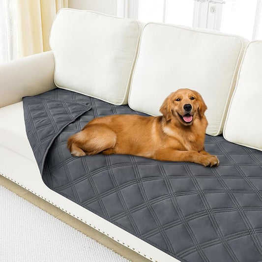 Smiry Waterproof Dog Bed Cover Blanket 40x90, Soft Reversible Pet Blanket, Washable Leakproof Cats Dogs Couch Cover for Sofa, Couch, Furniture, Lattice, Dark Grey/Dark Grey
