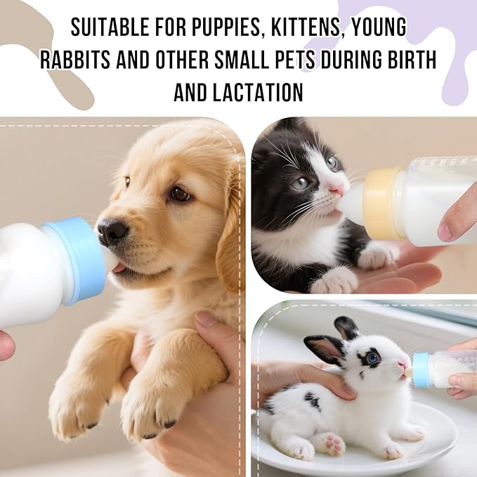 Puppy Kitten Nursing Bottle 5oz - Small Animal Feeding Kit with Nipples | Hand Feeding Supplies for Puppies, Kittens, Rabbits, Ferrets & Newborn Pets
