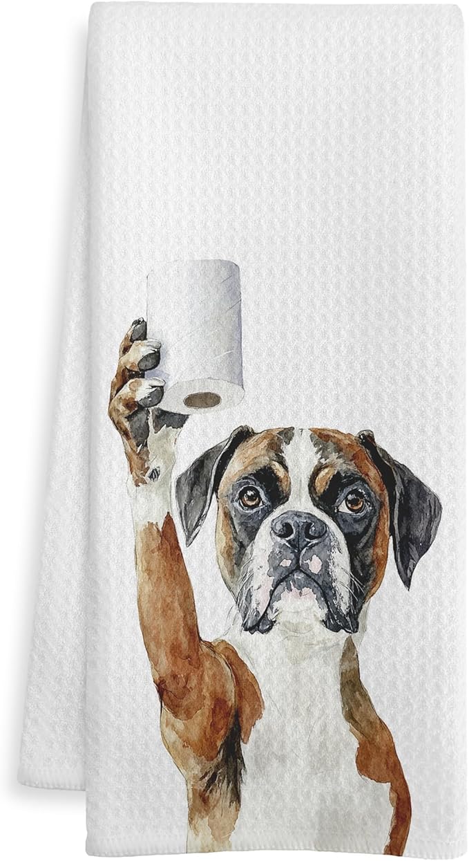 Funny Boxer Gifts Bathroom Hand Towels, Boxer Dog Lovers Gifts Decorative Hand Towels for Kids Guest Bathroom Washroom Half Bath, 16X24 Inch