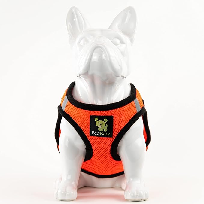 EcoBark Step in Dog Harness - Reflective Soft Luxurious Mesh Dog Harnesses for XXS, XS, Small, and Medium Dogs Eco-Friendly Comfort Secure Halter No Pull Adjustable Pet Vest (Orange, Medium)