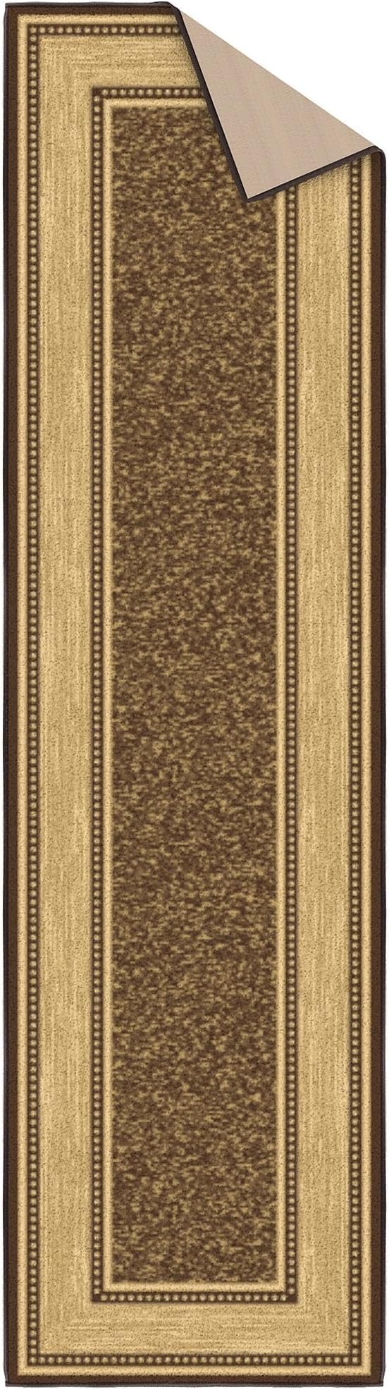 Ottomanson Hallway Runner Rug 1'10" x 6' Non Slip Border Area Rugs Easy to Clean Laundry Rug Runner Durable & Pet Friendly Floor Carpet Runners for Hallways Entryway Living Room Kitchen, Brown