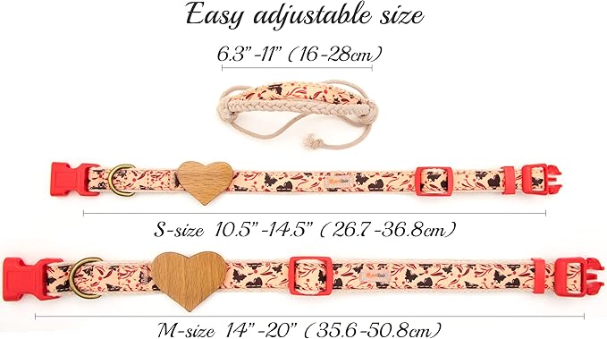 Pettsie Dog Heart Collar & Matching Friendship Bracelet – Adjustable, Durable Hemp, Soft & Comfortable, for Dog Owners, Small & Medium Sizes