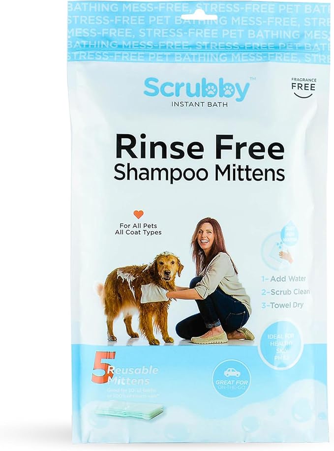 ScrubbyPet No Rinse Pet Wipes- Use Pet Bathing, Pet Grooming Pet Washing, Simple to Use,Just Lather, Wipe, Dry. Excellent Sensitive Skin. The Ideal Pet Wipes Bathing Your Pet Dog Cat.