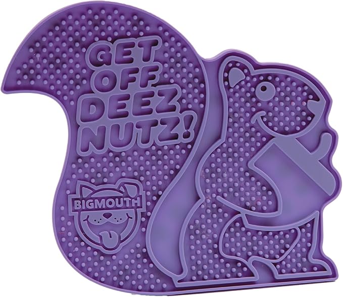 BigMouth Inc Funny Squirrel Lick Mat for Pets, Silicone Treat Licking Pad with Non Slip Base for Dogs Cats Puppies, Anxiety Reducing Enrichment Toy for Grooming Bathing Feeding Distraction