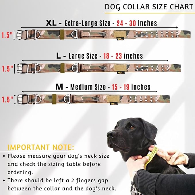 ADITYNA Heavy Duty Camo Dog Collar for Large Dogs - Collar with Handle for Training, and Walking - Wide, Thick, Tactical, Soft Neoprene Padded