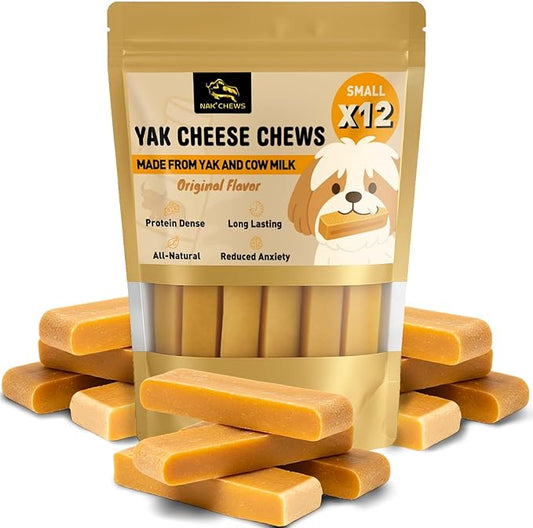 Himalayan Yak Cheese Dog Chews - Natural Healthy & Safe Treat for Small Dogs - Long Lasting Dental Chew Rich in Protein & Calcium - Gluten-Free Lactose-Free - 12 Chews for Small Dogs