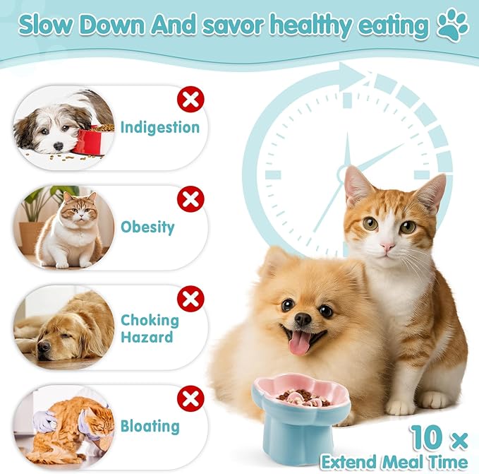Cat Slow Feeder Bowl Set - 1 Pcs Pastel Series Cat Plate for Dry and Wet Food - Cute Maze Feeder Dish for Healthy Eating- Slow Feeding Bowls Whisker Friendly - Dishwasher Safe(Pink)
