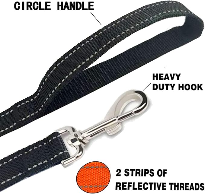 Reflective Dog Leash 4Ft /5 Foot /6 Feet Long, 1 Inch Wide, for Small and Medium Dogs