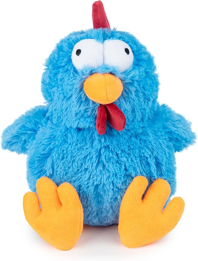 Best Pet Supplies Squeaky Dog Toys with Soft Durable Fabric for Small, Medium and Large Pets Interactive Toy for Indoor Play, Supports Active Biting and Play - Mrs. Cluck (Blue)