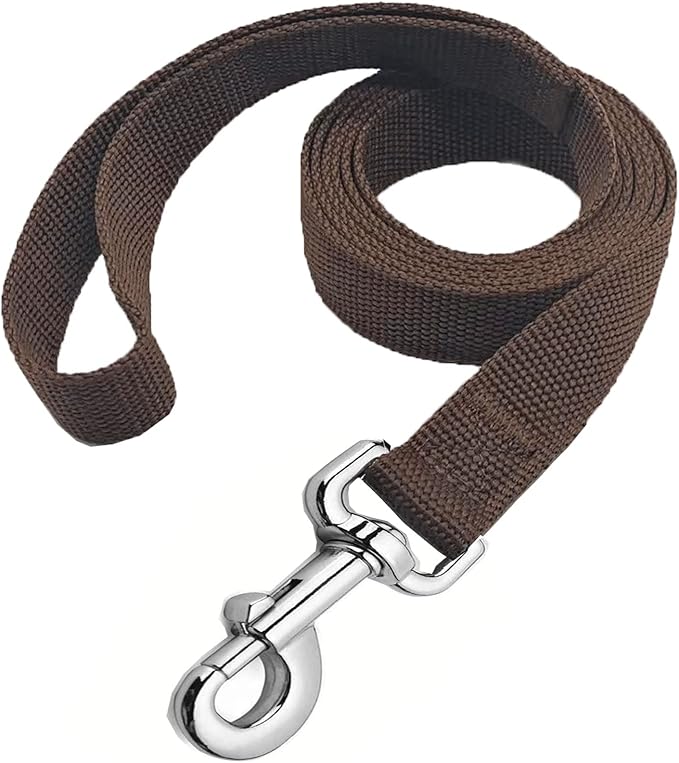 Strong Nylon Dog Leash, 4FT/ 5 FT/ 6FT Dog Leashes for Medium Large Dogs (5FT, Brown)
