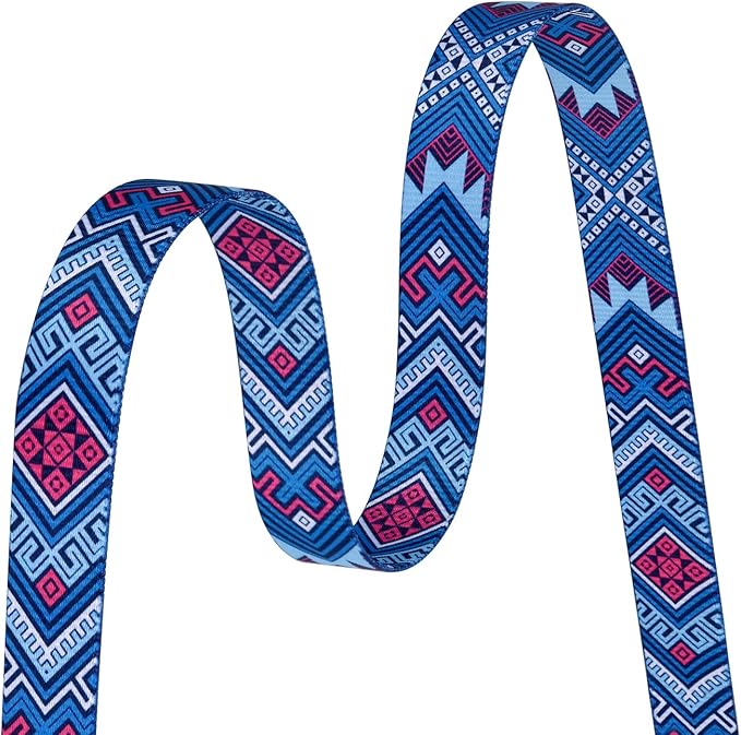 Dog Collar with Bohemia Floral Tribal Geometric Patterns - Soft Ethnic Style Collar Adjustable for Small Medium Large Dogs(Blue Ethnic Style,L)