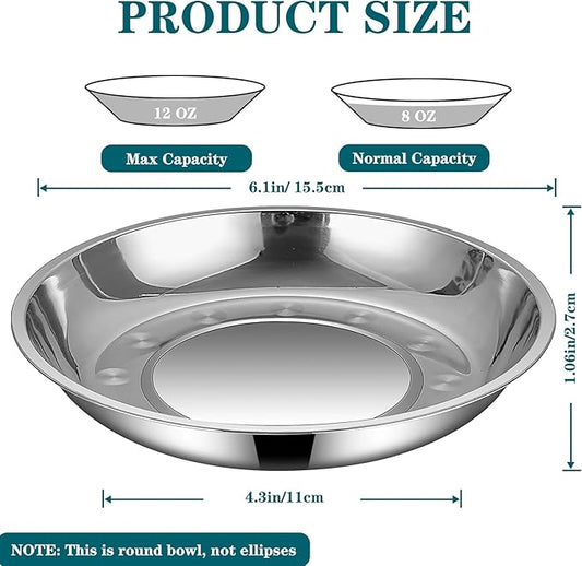 4Packs Cat-Bowls Cat Food Bowl - 6.1 Inch Stainless Steel Cats Feed Bowl for Indoor Cats Shallow and Wide Wet Food Plate Pet Feeding Whisker Fatigue Relief Pet Plate for Kitten Puppy (Type-B)