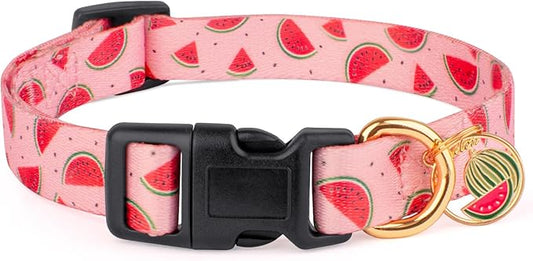 Handmade Dog Collar for Small Medium Large Dogs,Pink Watermelon with Pendant Fall and Winter Fashions Dog Collar (Small)