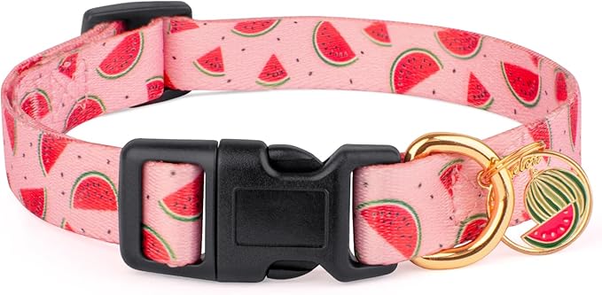 Handmade Dog Collar for Small Medium Large Dogs,Pink Watermelon with Pendant Fall and Winter Fashions Dog Collar (Large)