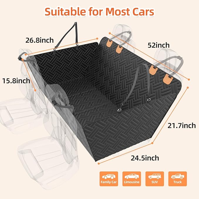 Back Seat Extender for Dogs,Hard Bottom Car Seat Cover for Dogs with Mesh Window,Waterproof Backseat Pet Cover Hard Bottom-Dog Car Seat Cover for Back Seat Dog Hammock for Car/SUV