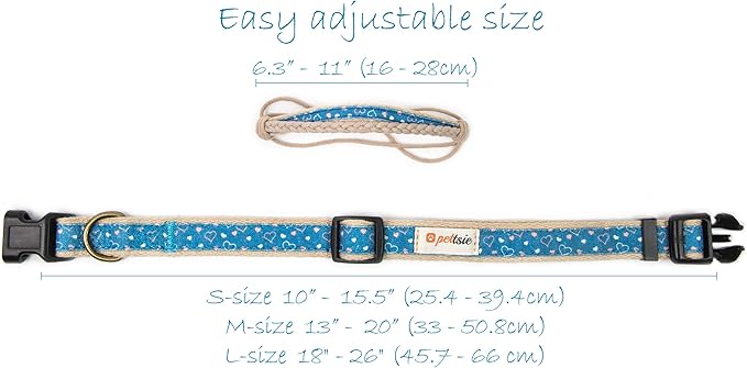 Pettsie Adjustable Dog Bandana Collar with Matching Owner Friendship Bracelet – Soft & Durable Hemp, Stylish Removable Scarf for Dogs, Gift-Ready Set for Pet Lovers, Large, Blue