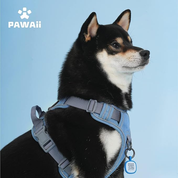 Pawaii No Pull Dog Harness with Pet ID Tag,Reflective Strips No Choke Front O Ring Breathable Mesh Adjustable Soft Padded Pet Vest with Easy Control Handle for Large Dogs