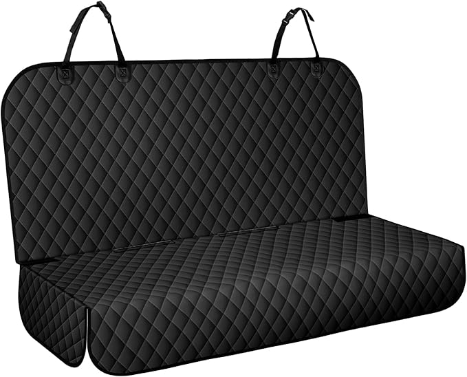 Backseat Cover for Dogs, Waterproof and Non-Slip Pet Bench Seat Covers, Car Seat Protector for Back Seat, Universal Size Rear Car Seat Cover Fits Cars, Trucks and SUVs, L-Carbon Black