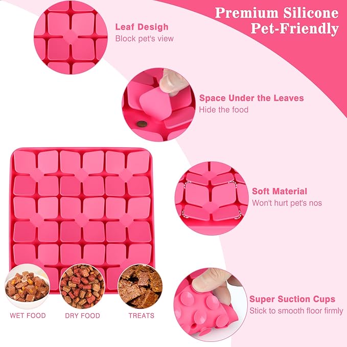 2 Pack Snuffle Mat for Dogs,Silicone Interactive Dog Mat No Hurt for Dog's Nose for Smell Training and Slow Eating,Encourages Natural Foraging Skills and Stress Relief for Dog Mental Stimulation Toys