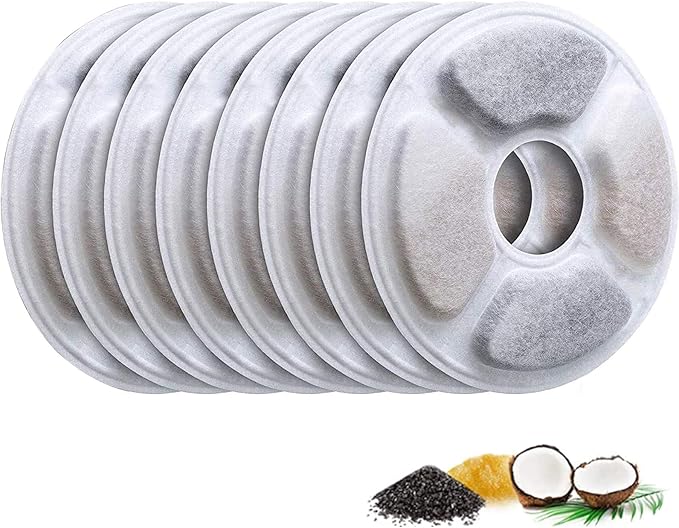 Replacement Filters for Pet Water Fountain - Activated carbon Filters for Cats and Dogs Automatic Water Dispenser (8 Pack)