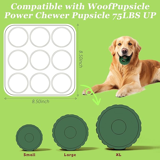 9Cavities Silicone Dog Treat Mold for Woof Pupsicle & Power Chewer Pupsicle, Frozen Dog Treat Molds for Making Refill Treats 75lbs&Up (Extra Large)