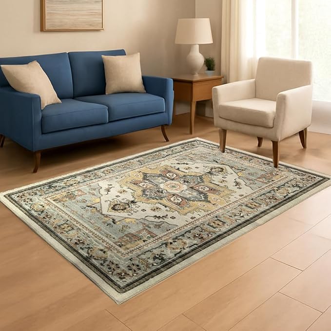 Muddy Mat짰 Floral Multicolor 3x5 Boho Area Rug ??Washable Area Rugs for Living Room, Bedroom & Dining Room ??Modern Soft Low Pile Non Slip Carpet ??Pet Friendly Waterproof Foldable Rugs for Home