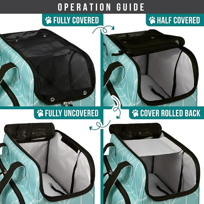 PetAmi Small Dog Purse Carrier, Soft-Sided Pet Carrier Bag with Pockets, Portable Puppy Cat Travel Handbag Tote, Airline Approved Breathable Mesh, Poop Bag Dispenser, Max 18 lbs, Chevron Teal