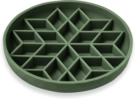 OHMO Slow Feeder Dog Bowls(Camo Green, 7.3") for Medium Small Large Breeds,Non-Slip Slow Feeder Cat Bowl with Suction Cup, Durable Food-Grade Silicone, Anti-Chocking and Anti-Bloat