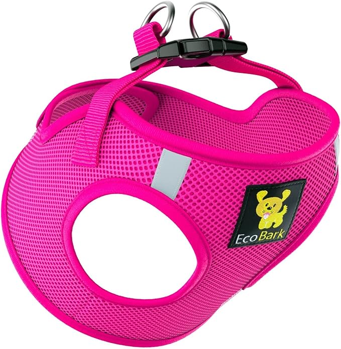 EcoBark Rapid Fastener Super Comfort Fully Adjustable Double Padded Step in Dog Harness (Medium, Pink)