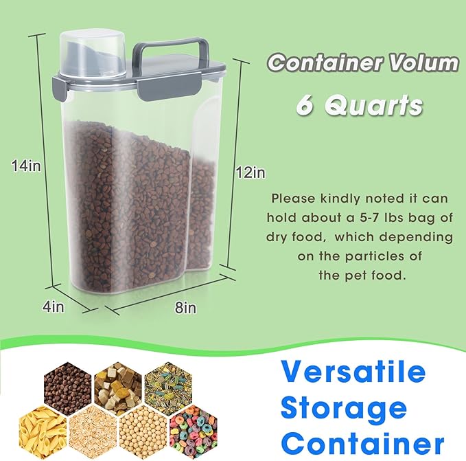 TBMax 2 Pack Cat Dog Food Storage Containers 10 to 14 Lbs, Portable Travel Pet Container Dispenser with Easy-Pouring Spout & Cup, Airtight Bird Seed Container Dog Treat Storage Bin