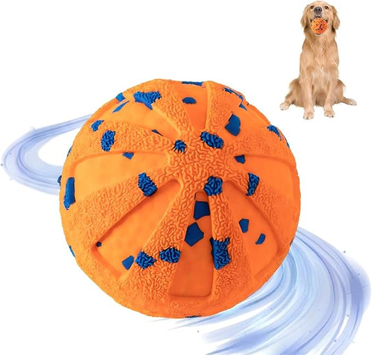 Interactive Dog Ball Toy for Medium Large Dogs, Durable E-TPU Bouncing Ball with Rechargeable Battery, Waterproof for Outdoor Play, Keeps Dogs Engaged (Orange)