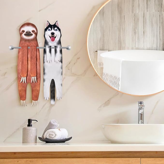 AGRIMONY Sloth Funny Hand Towels for Bathroom Kitchen - Sloth Gifts for Women Men Teens Kids-Easter Mothers Fathers Valentines Housewarming Unique Christmas BirthdayGifts for Animals Lovers