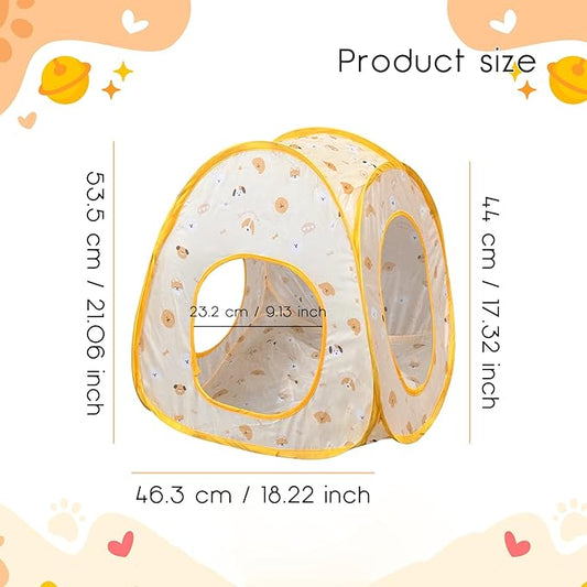 Andiker Cat Tent, 3 Holes Safe and Strong Cute Cats Tunnel Collapsible Easy to Carry Cat House for Indoor Cats Kittens Hiding Playing Training Sleeping(Tent Yellow)