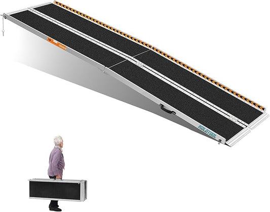 Wheelchair Ramp 10ft, Non-Skid Aluminum Folding Ramps for Wheelchairs for Home Steps, 800 LBS Capacity Handicap Ramp for Doorway, Homes, Threshold, Entry, Stairs 120" Lx 29.2" Wx2H