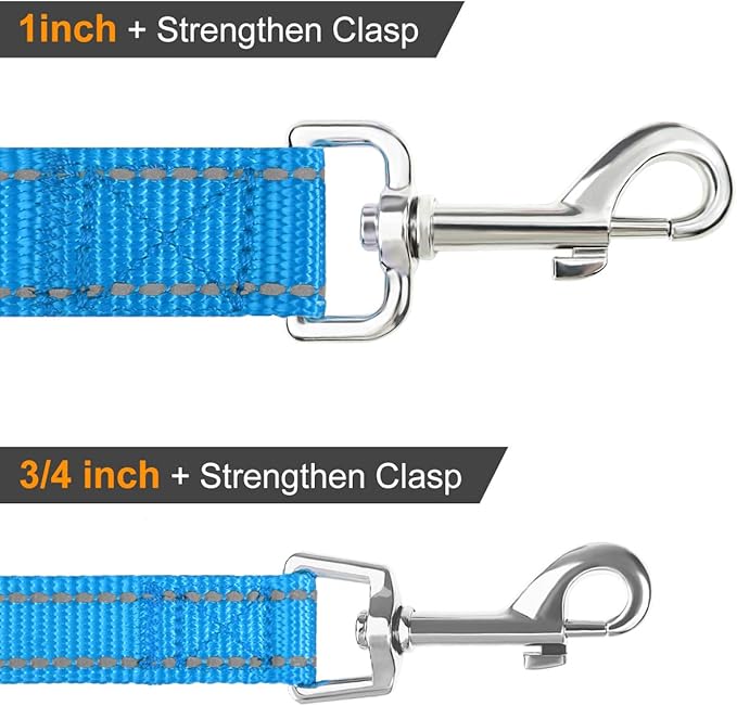 Joytale Dog Leash Heavy Duty for Large Medium Dogs, 6 FT Reflective Nylon Pet Walking Lead with Soft Padded Handle, Durable & Tangle Free for Training, Running & Safety Control, Sky Blue