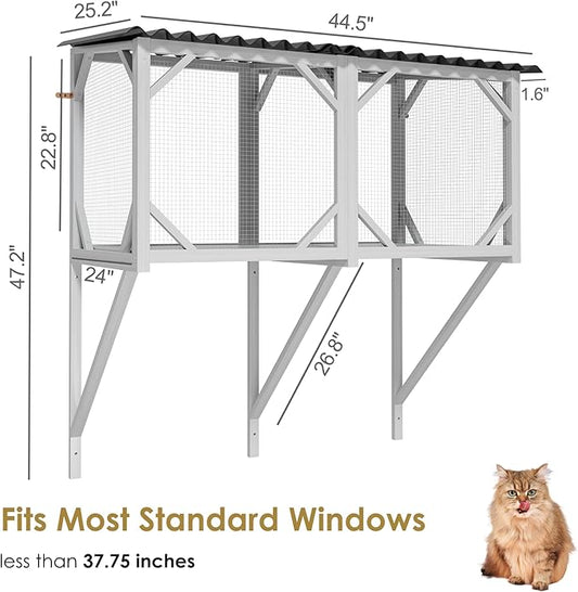 Cat Window Perch, Cat Catio for Large Indoor Cats, Outdoor Pet House Weatherproof, Catio Outdoor Enclosure, Space-Saving Pet Furniture for Window Naps and Sunbathing