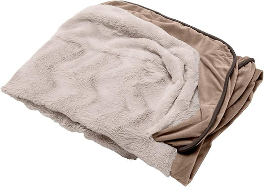 Furhaven Replacement Dog Bed Cover Perfect Comfort Plush & Velvet Waves Sofa-Style, Machine Washable - Brownstone, Large