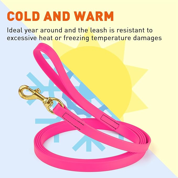 Viper Biothane K9 Working Dog Leash Waterproof Lead for Tracking Training Schutzhund Odor-Proof Long Line with Solid Brass Snap for Puppy Medium and Large Dogs, 33ft Passionfruit Pink