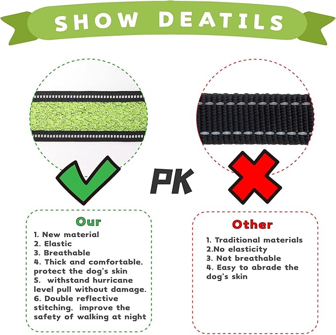 No Pull Dog Harness with Reflective Adjustable,Stops Pets from Pulling and Choking On Walks for Large Dogs (Green, XXL)