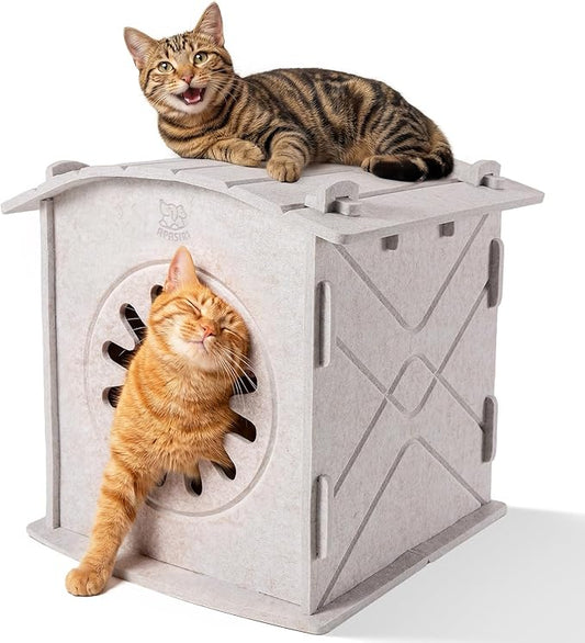 Apasiri Cat Houses for Indoor Cats: Felt Cat House Cave Cathouse, Scratch-Resistant Warm Insulated Covered, Hideaway Tent for Anxiety Relief Gift