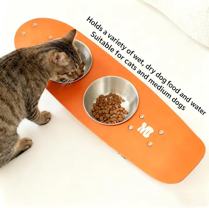 Dog Bowls Water and Food Cat Bowl Stainless Steel Bowl Pet Feeder Bowls for Medium Dogs and Cats Puppies, Orange