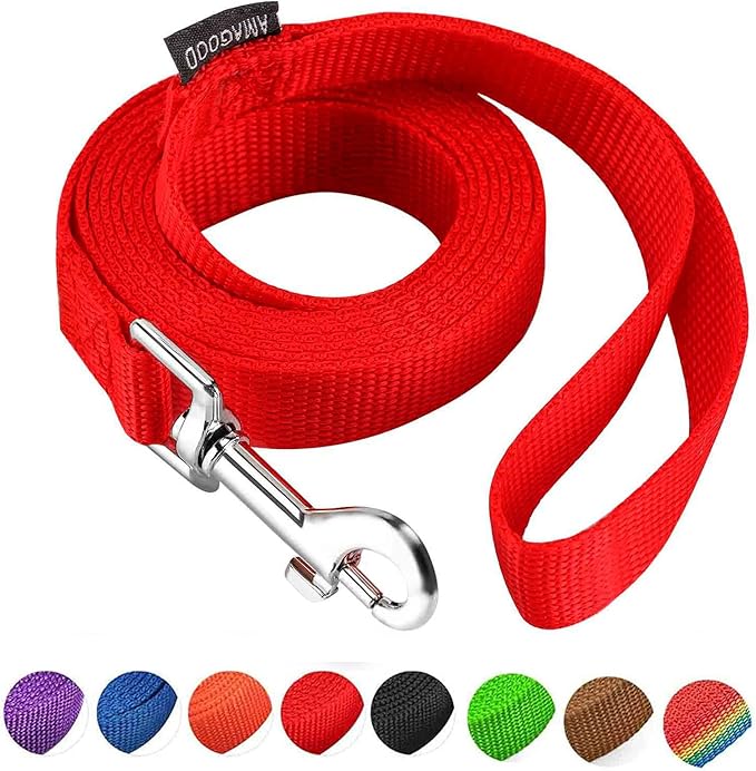 AMAGOOD 6 FT Puppy/Dog Leashes, Traditional Style Leash with Easy to Use Collar Hook, Great for Small, Medium and Large Dogs (3/4 in x 6 ft, Red)