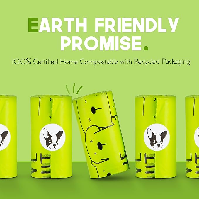 100% Certified Home Compostable Dog Poop Bags - 10% to Charity - ASTM D6400 & EN 13432 Compliant - 240 x Plant Based Compostable Poop Bags (16 Rolls)