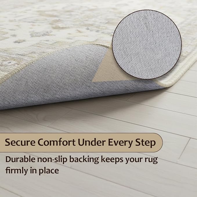 Muddy Mat짰 Tuscany 5ft x 7ft Washable Area Rugs for Living Room, Bedroom & Dining Room ??Modern Soft Low Pile Non Slip Carpet ??Pet Friendly Waterproof Foldable Rugs for Home
