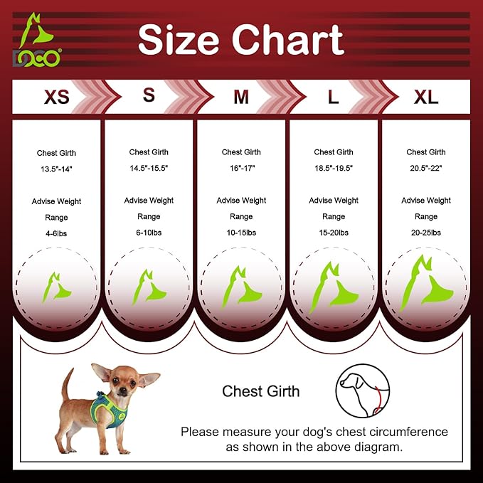 DOCO Dog Harness for Small Sized Dog - Athletica Adjustable, No Pull, No Choke, Puppy Vest Lightweight Air Mesh, Reflective, Puppy Essentials – Turquoise, X-Small (Chest 13.5"-14.", Weight 4–6 lbs)
