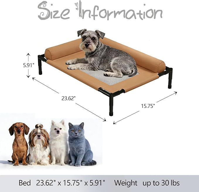 Raised Dog Beds for Small Dogs,Breathable Mesh Dog Sofa,Pet Travel Cot with Soft Edged Pillow,Features Non Slip Base, Suitable for Dogs Hammock Bed Small for Indoor & Outdoor